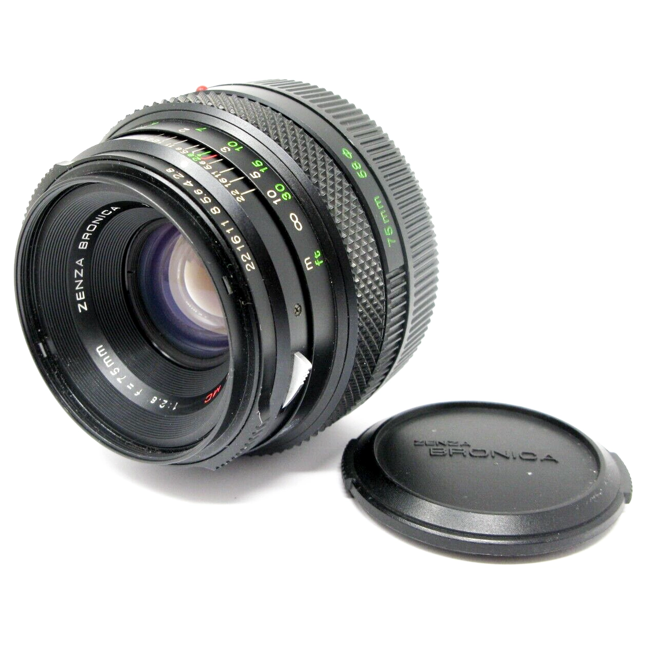 Zenza Bronica ETR Zenzanon MC 75mm f2.8 standard prime lens for medium format film photography.