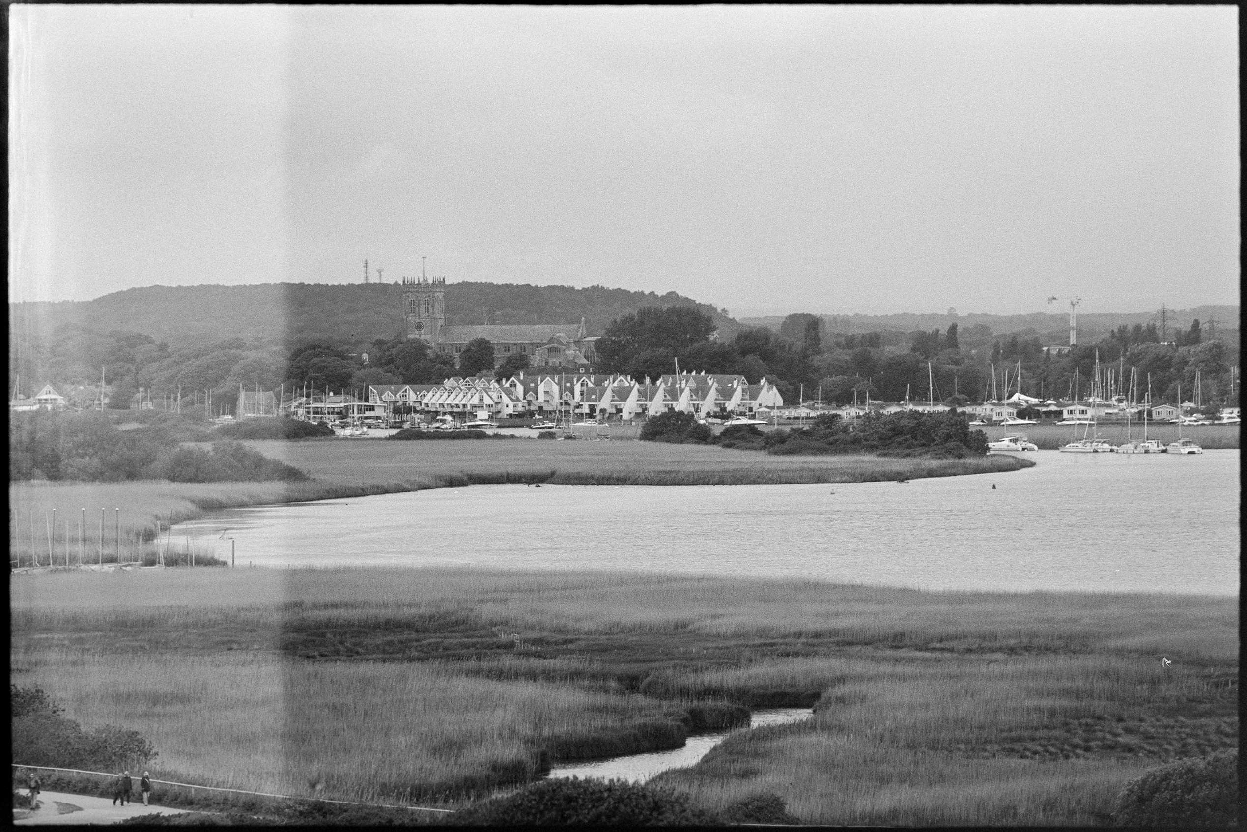 Film photograph from Hengistbury Head showing unusual exposure banding likely caused by a camera shutter fault