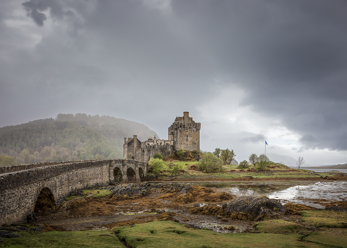 Black-and-white details from a Scottish Highland village and harbour