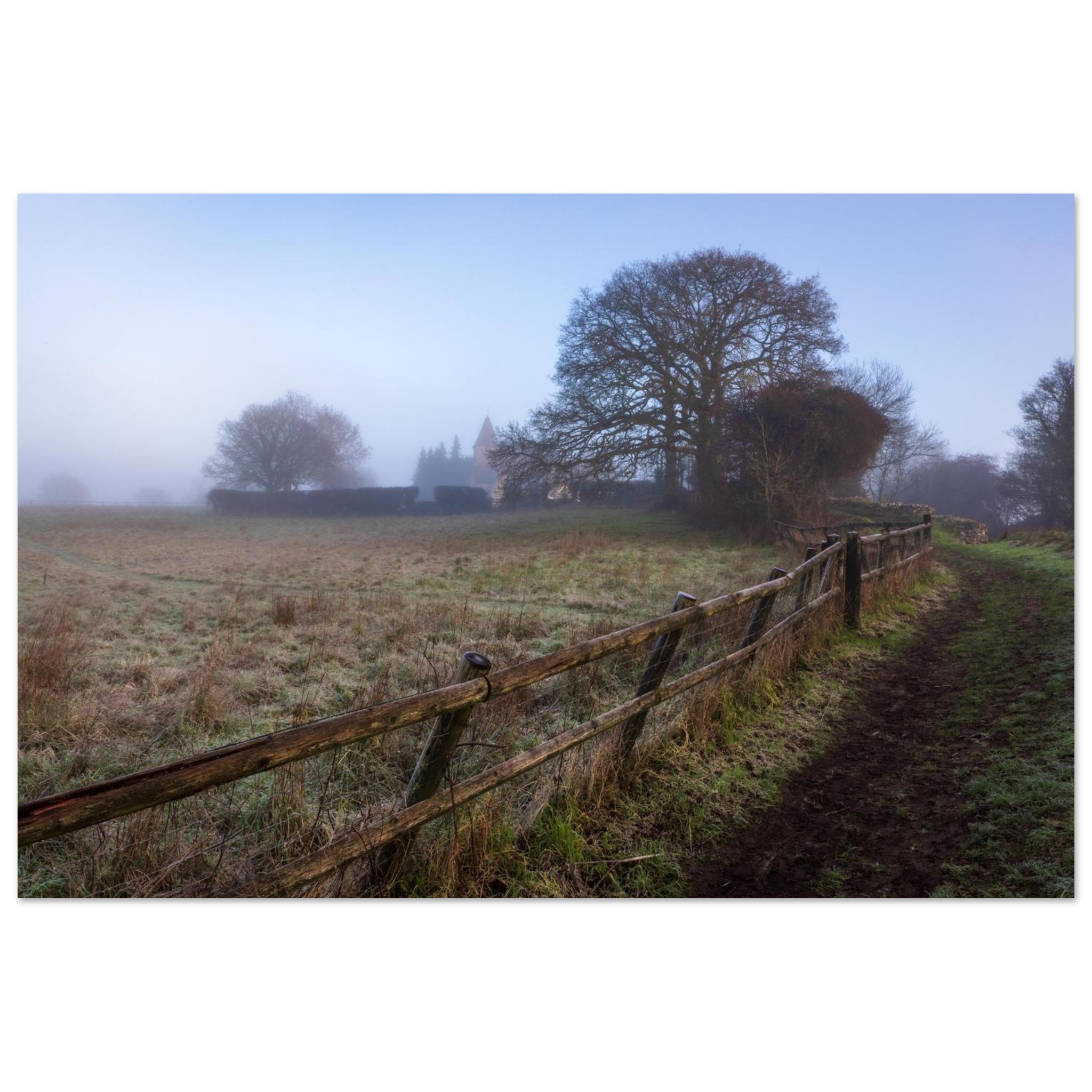 Silchester Roman Wall Misty Dawn landscape photograph print display