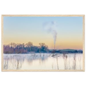Industrial Wildlife Sunrise – framed winter landscape photograph by Stephen Paul Young