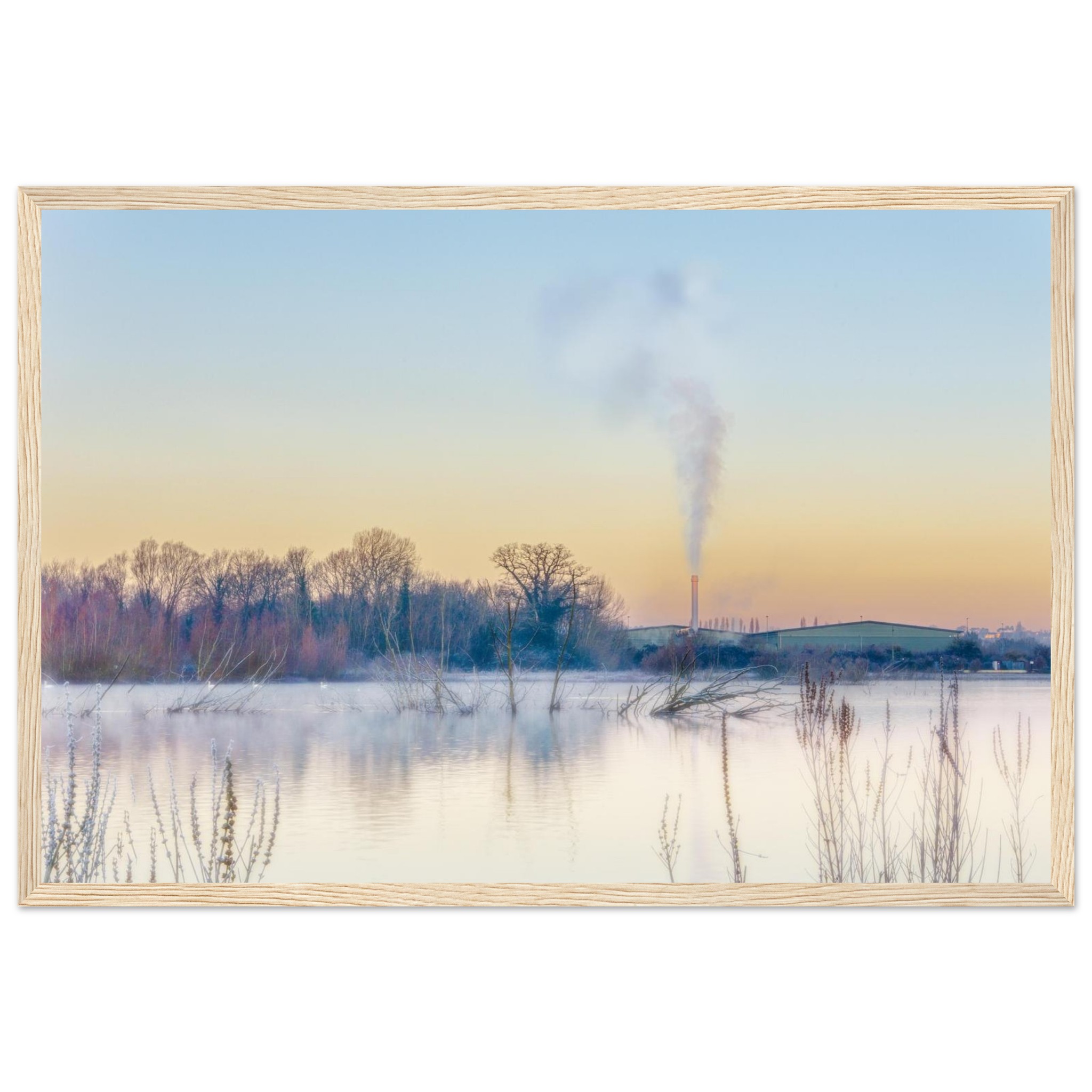 Industrial Wildlife Sunrise – framed winter landscape photograph by Stephen Paul Young