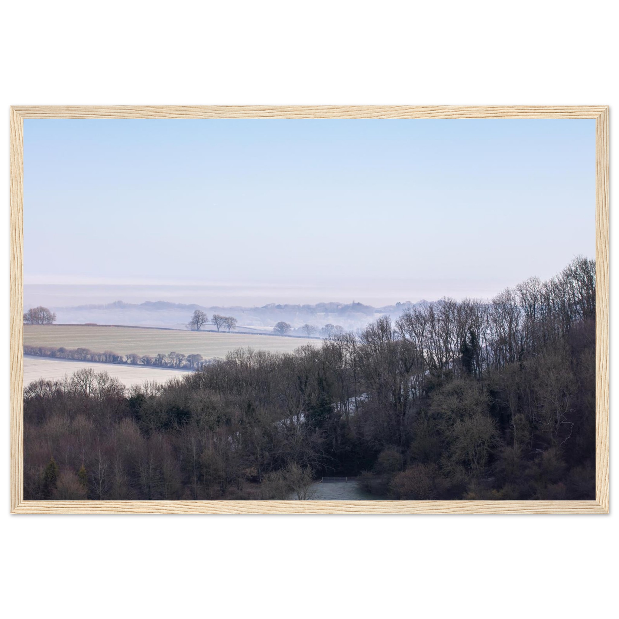 Watership Down Morning Mist – framed fine art landscape photograph by Stephen Paul Young